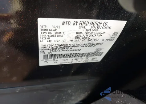 2013 Ford Explorer Xlt из США, поврежденный, VIN 1FM5K8D80DGA73652